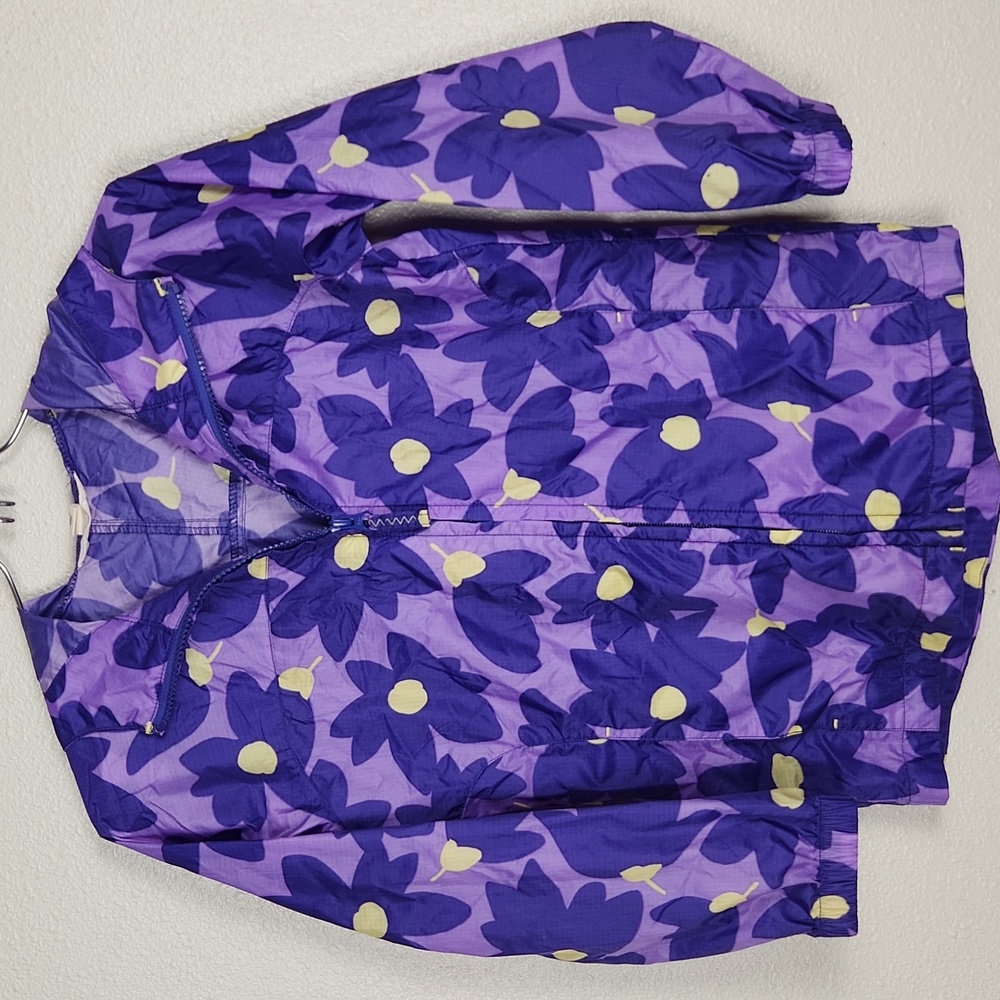 Lands End Girls Hooded Packable Windbreaker / Rain Jacket Size L 6X - 7